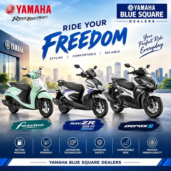 Yamaha scooter range - Fascino, RayZR and Aerox