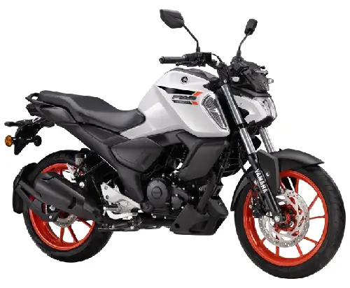 Yamaha FZ-S Fi in white with red wheels