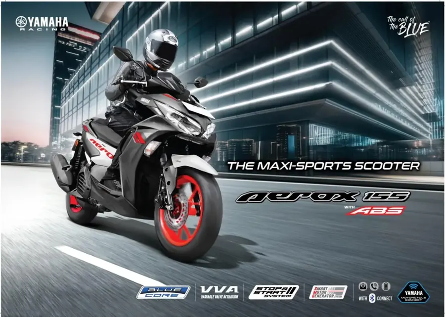 Yamaha Aerox 155 maxi-sports scooter on the road