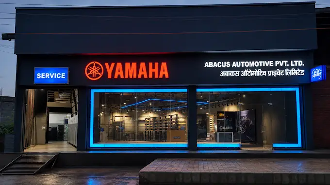 Abacus Automotive Yamaha Blue Square showroom exterior, Gorakhpur